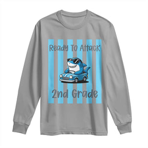 Ready To Attack 2nd Grade Long Sleeve Shirt Funny Shark Driving Car Back To School TS12 Sport Gray Print Your Wear