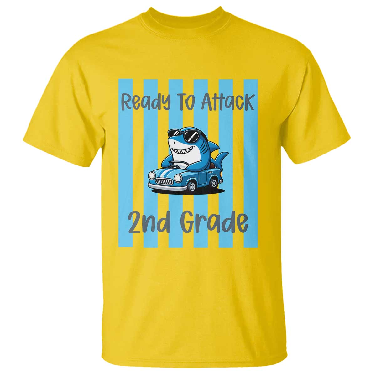Ready To Attack 2nd Grade T Shirt Funny Shark Driving Car Back To School TS12 Daisy Print Your Wear