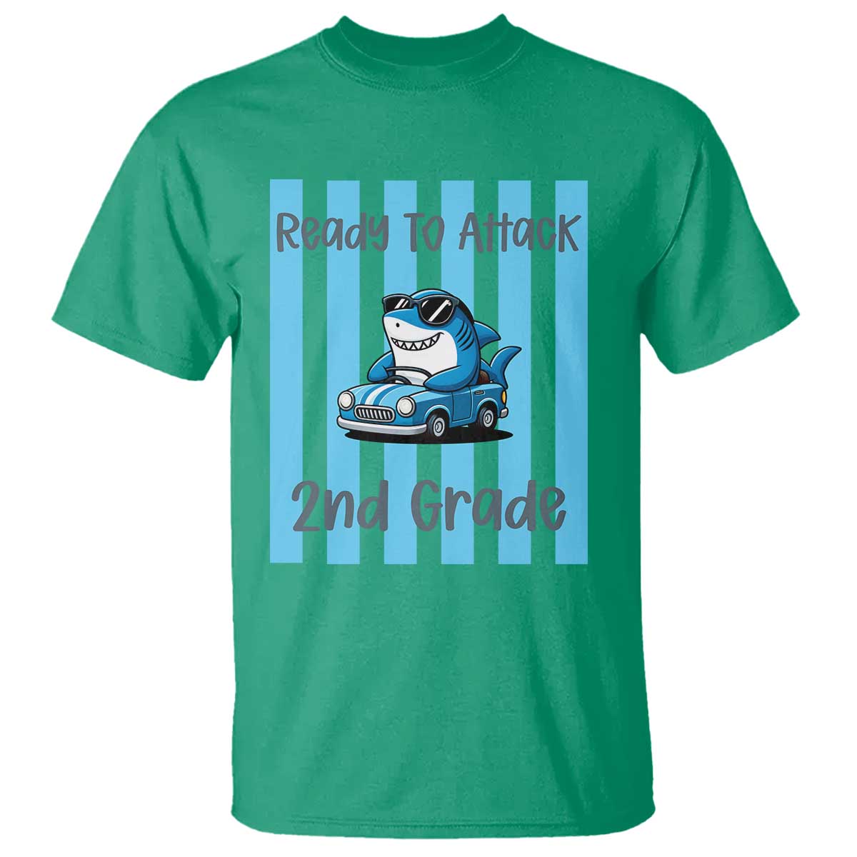 Ready To Attack 2nd Grade T Shirt Funny Shark Driving Car Back To School TS12 Irish Green Print Your Wear