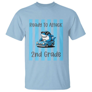 Ready To Attack 2nd Grade T Shirt Funny Shark Driving Car Back To School TS12 Light Blue Print Your Wear