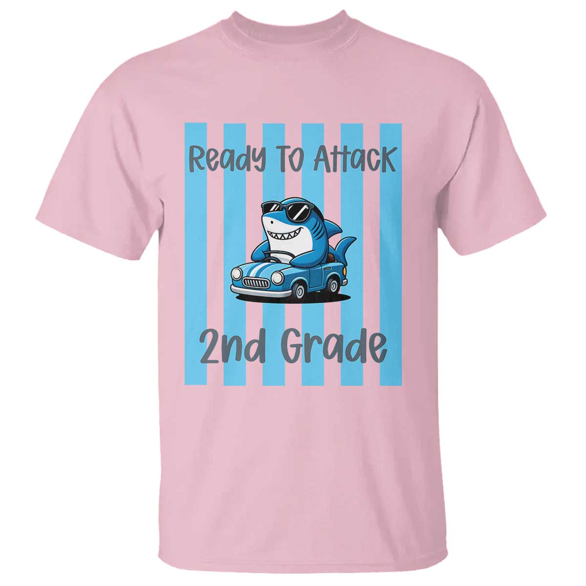 Ready To Attack 2nd Grade T Shirt Funny Shark Driving Car Back To School TS12 Light Pink Print Your Wear