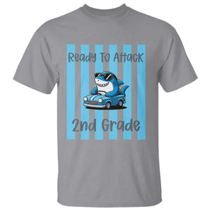 Ready To Attack 2nd Grade T Shirt Funny Shark Driving Car Back To School TS12 Sport Gray Print Your Wear