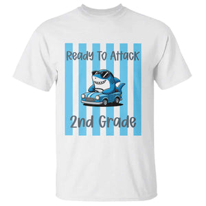 Ready To Attack 2nd Grade T Shirt Funny Shark Driving Car Back To School TS12 White Print Your Wear