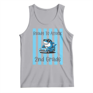 Ready To Attack 2nd Grade Tank Top Funny Shark Driving Car Back To School TS12 Athletic Heather Print Your Wear