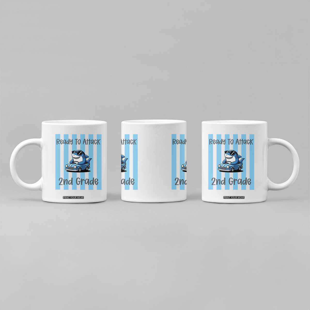 Ready To Attack 2nd Grade Coffee Mug Funny Shark Driving Car Back To School TS12 Print Your Wear