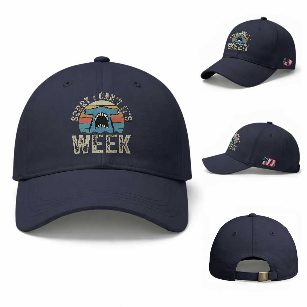 Vintage Hammerhead Shark Lover Baseball Cap Sorry I Cant Its Week TS12 Baseball Cap Universal Fit Navy Print Your Wear
