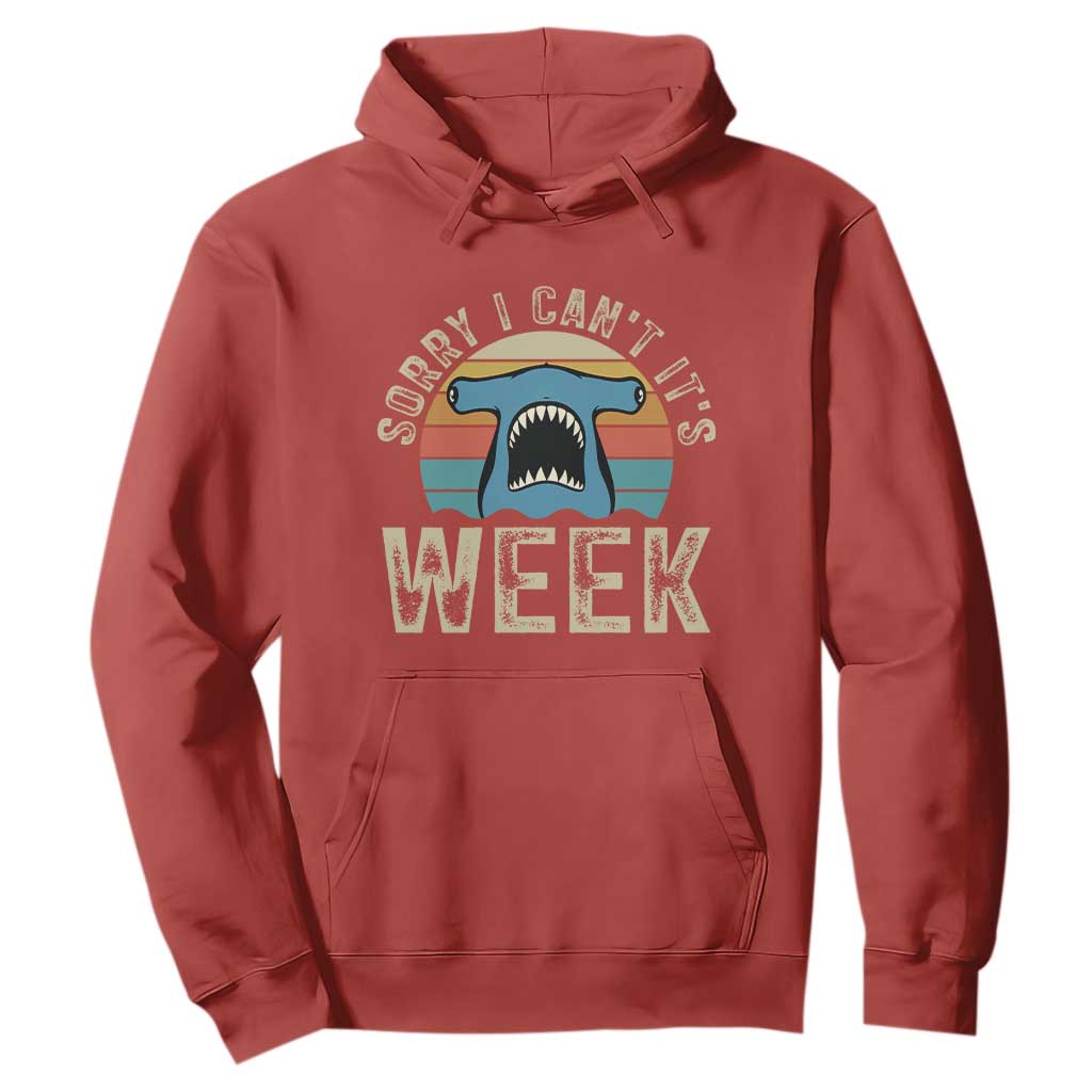 Vintage Hammerhead Shark Lover Hoodie Sorry I Cant Its Week TS12 Red Print Your Wear
