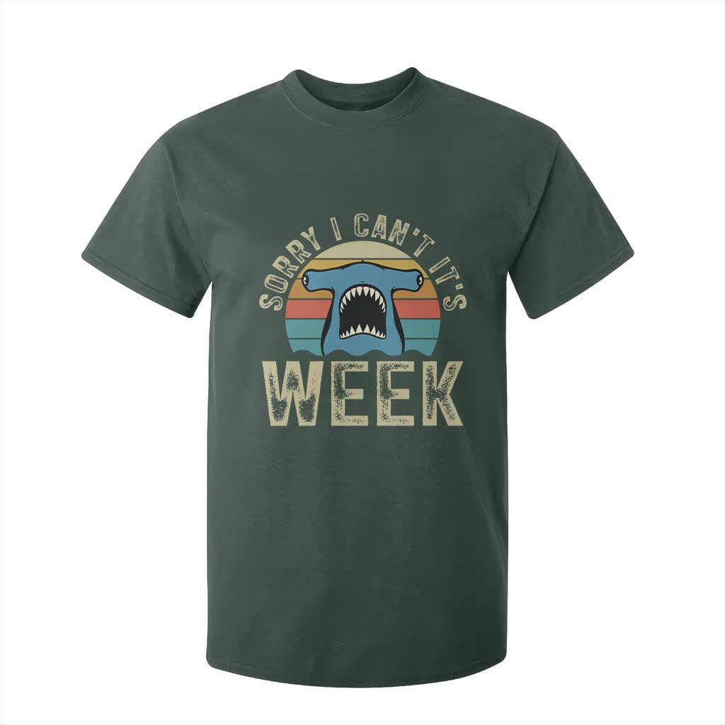 Vintage Hammerhead Shark Lover T Shirt For Kid Sorry I Cant Its Week TS12 Dark Forest Green Print Your Wear