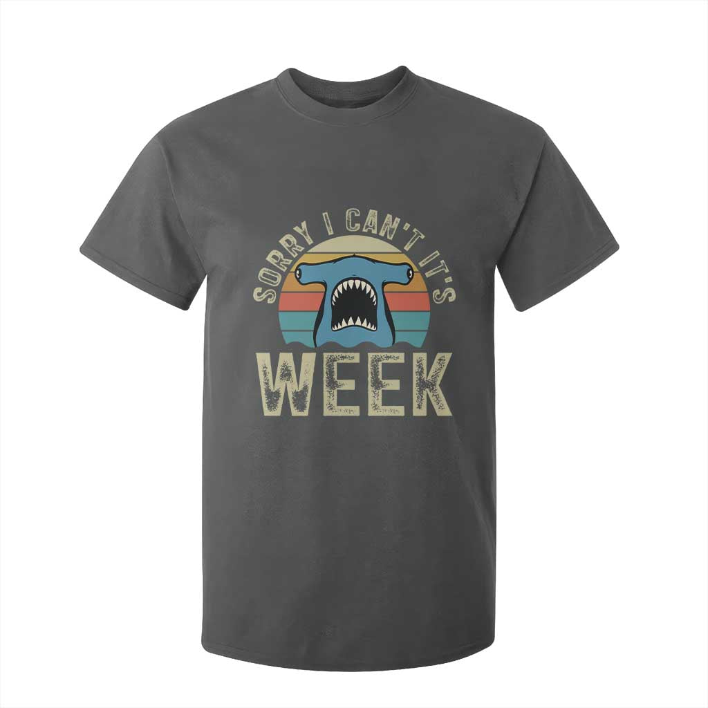 Vintage Hammerhead Shark Lover T Shirt For Kid Sorry I Cant Its Week TS12 Dark Heather Print Your Wear