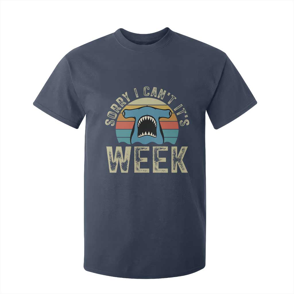 Vintage Hammerhead Shark Lover T Shirt For Kid Sorry I Cant Its Week TS12 Navy Print Your Wear