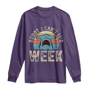 Vintage Hammerhead Shark Lover Long Sleeve Shirt Sorry I Cant Its Week TS12 Purple Print Your Wear
