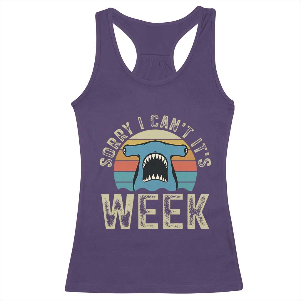 Vintage Hammerhead Shark Lover Racerback Tank Top Sorry I Cant Its Week TS12 Purple Print Your Wear