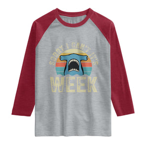 Vintage Hammerhead Shark Lover Raglan Shirt Sorry I Cant Its Week TS12 Heather Gray Heather Red Print Your Wear
