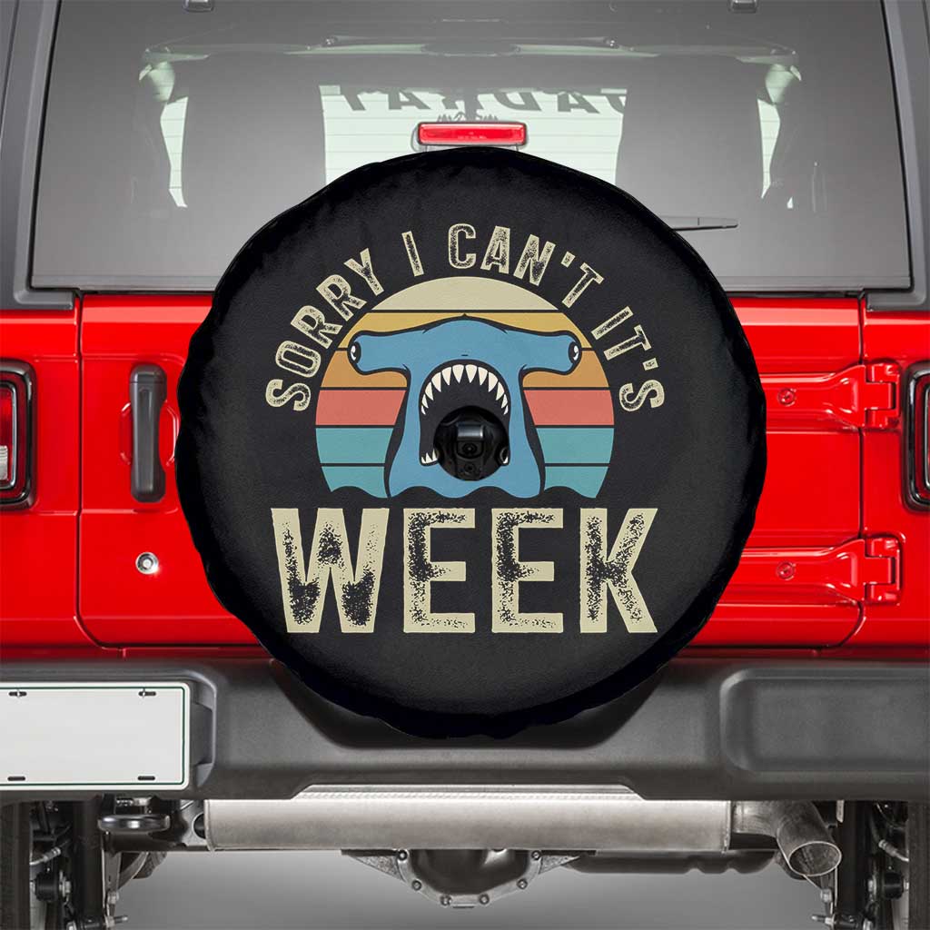 Vintage Hammerhead Shark Lover Spare Tire Cover Sorry I Cant Its Week TS12 Black Print Your Wear