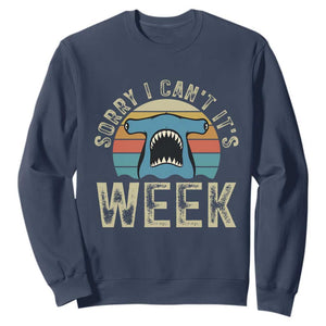 Vintage Hammerhead Shark Lover Sweatshirt Sorry I Cant Its Week TS12 Navy Print Your Wear