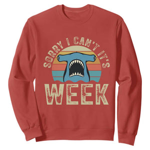 Vintage Hammerhead Shark Lover Sweatshirt Sorry I Cant Its Week TS12 Red Print Your Wear