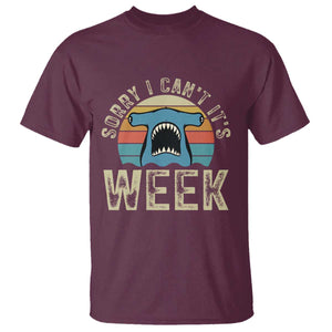 Vintage Hammerhead Shark Lover T Shirt Sorry I Cant Its Week TS12 Maroon Print Your Wear
