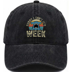 Vintage Hammerhead Shark Lover Washed Cotton Baseball Cap Sorry I Cant Its Week TS12 Print Your Wear