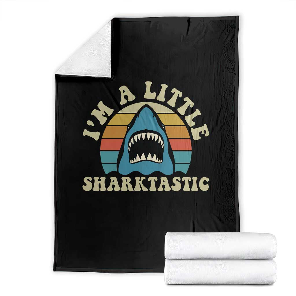 Im A Little Sharktastic Throw Blanket Vintage Shark Lover Week Gift TS12 Black Print Your Wear