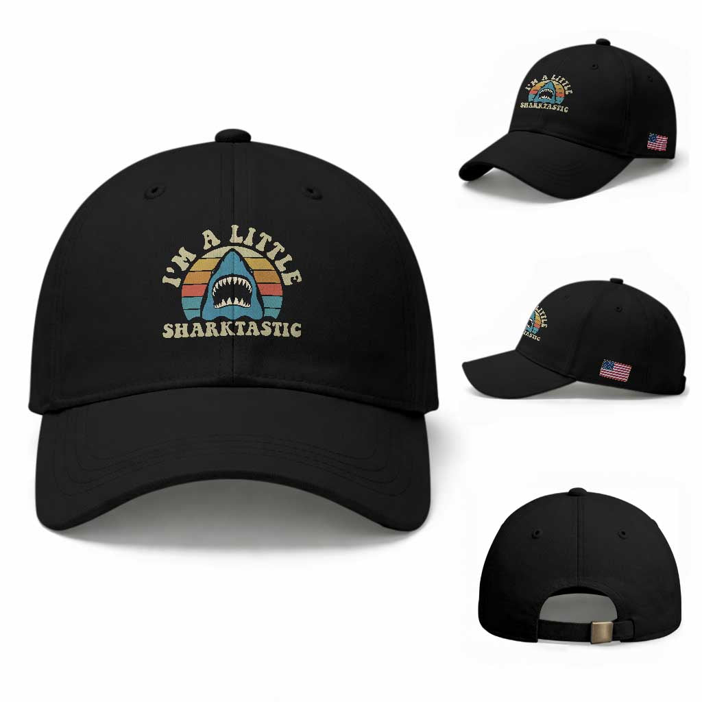 Im A Little Sharktastic Baseball Cap Vintage Shark Lover Week Gift TS12 Baseball Cap Universal Fit Black Print Your Wear