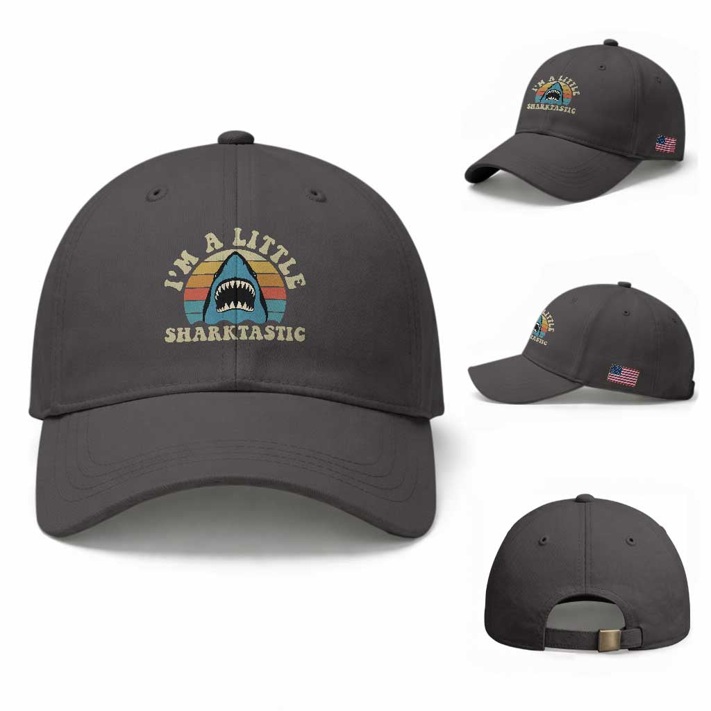 Im A Little Sharktastic Baseball Cap Vintage Shark Lover Week Gift TS12 Baseball Cap Universal Fit Dark Gray Print Your Wear