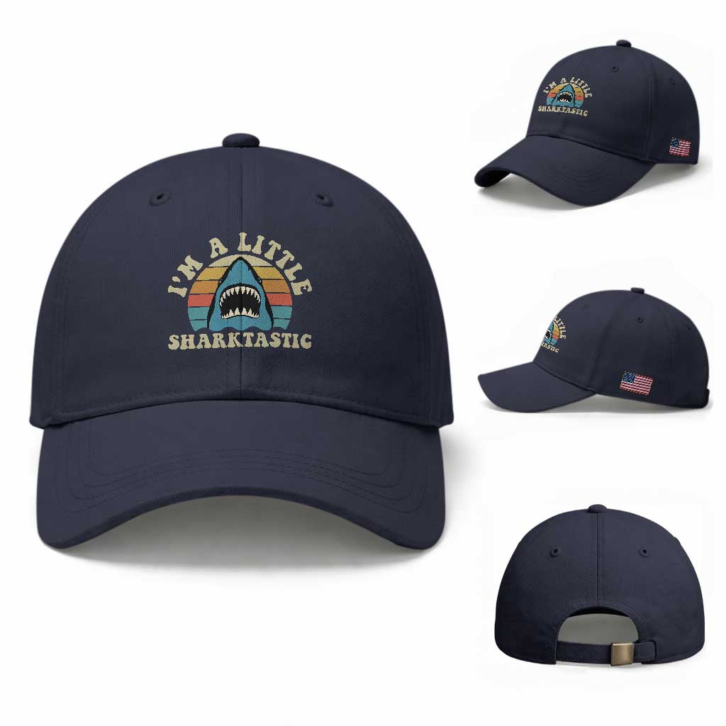 Im A Little Sharktastic Baseball Cap Vintage Shark Lover Week Gift TS12 Baseball Cap Universal Fit Navy Print Your Wear