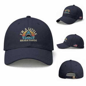 Im A Little Sharktastic Baseball Cap Vintage Shark Lover Week Gift TS12 Baseball Cap Universal Fit Navy Print Your Wear