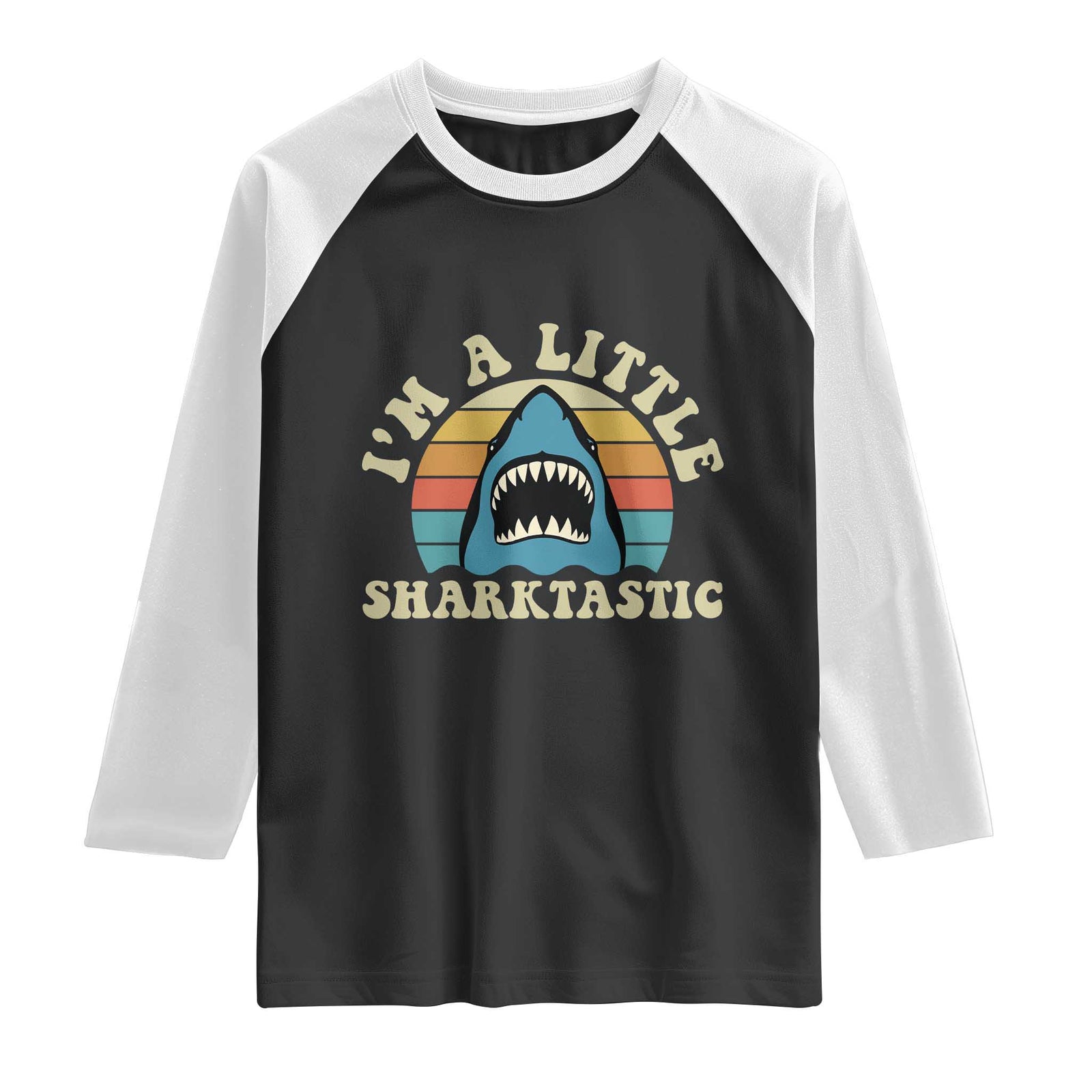 Im A Little Sharktastic Raglan Shirt Vintage Shark Lover Week Gift TS12 Black White Print Your Wear