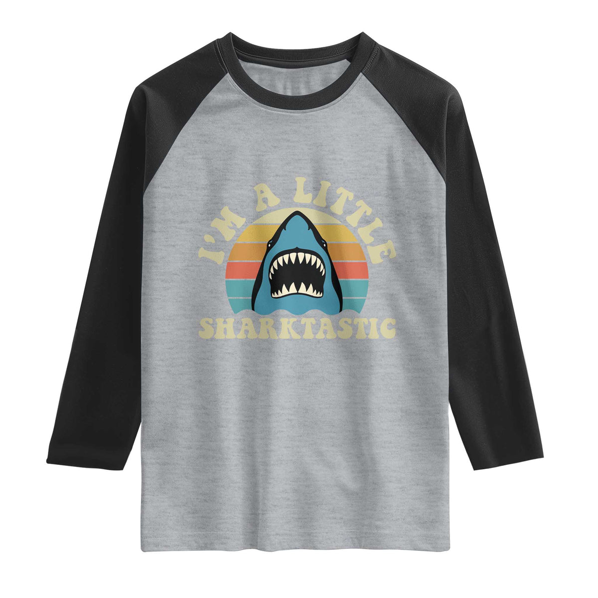 Im A Little Sharktastic Raglan Shirt Vintage Shark Lover Week Gift TS12 Heather Gray Black Print Your Wear