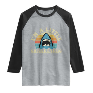 Im A Little Sharktastic Raglan Shirt Vintage Shark Lover Week Gift TS12 Heather Gray Black Print Your Wear