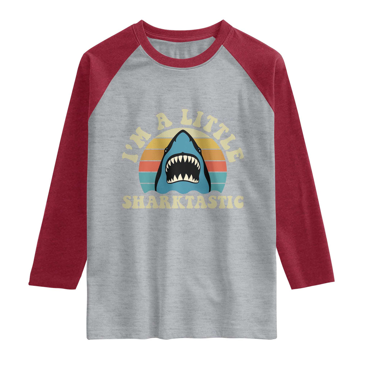 Im A Little Sharktastic Raglan Shirt Vintage Shark Lover Week Gift TS12 Heather Gray Heather Red Print Your Wear