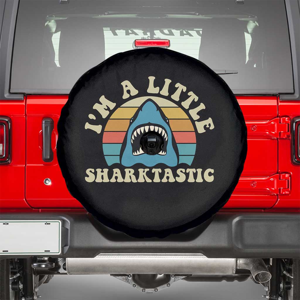 Im A Little Sharktastic Spare Tire Cover Vintage Shark Lover Week Gift TS12 Black Print Your Wear