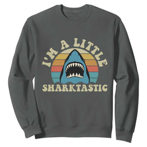 Im A Little Sharktastic Sweatshirt Vintage Shark Lover Week Gift TS12 Dark Heather Print Your Wear