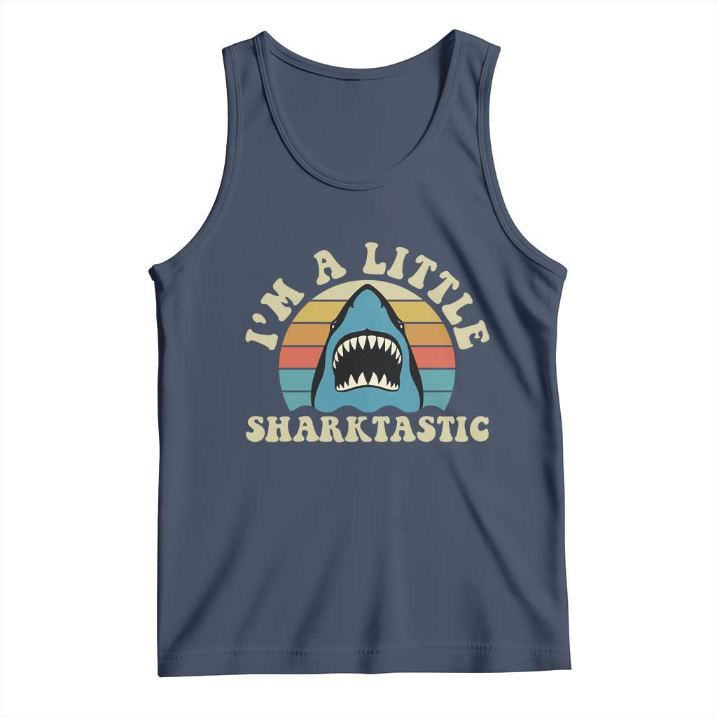 Im A Little Sharktastic Tank Top Vintage Shark Lover Week Gift TS12 Navy Print Your Wear