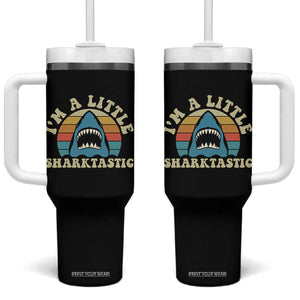 Im A Little Sharktastic Tumbler With Handle Vintage Shark Lover Week Gift TS12 One Size: 40 oz Black Print Your Wear