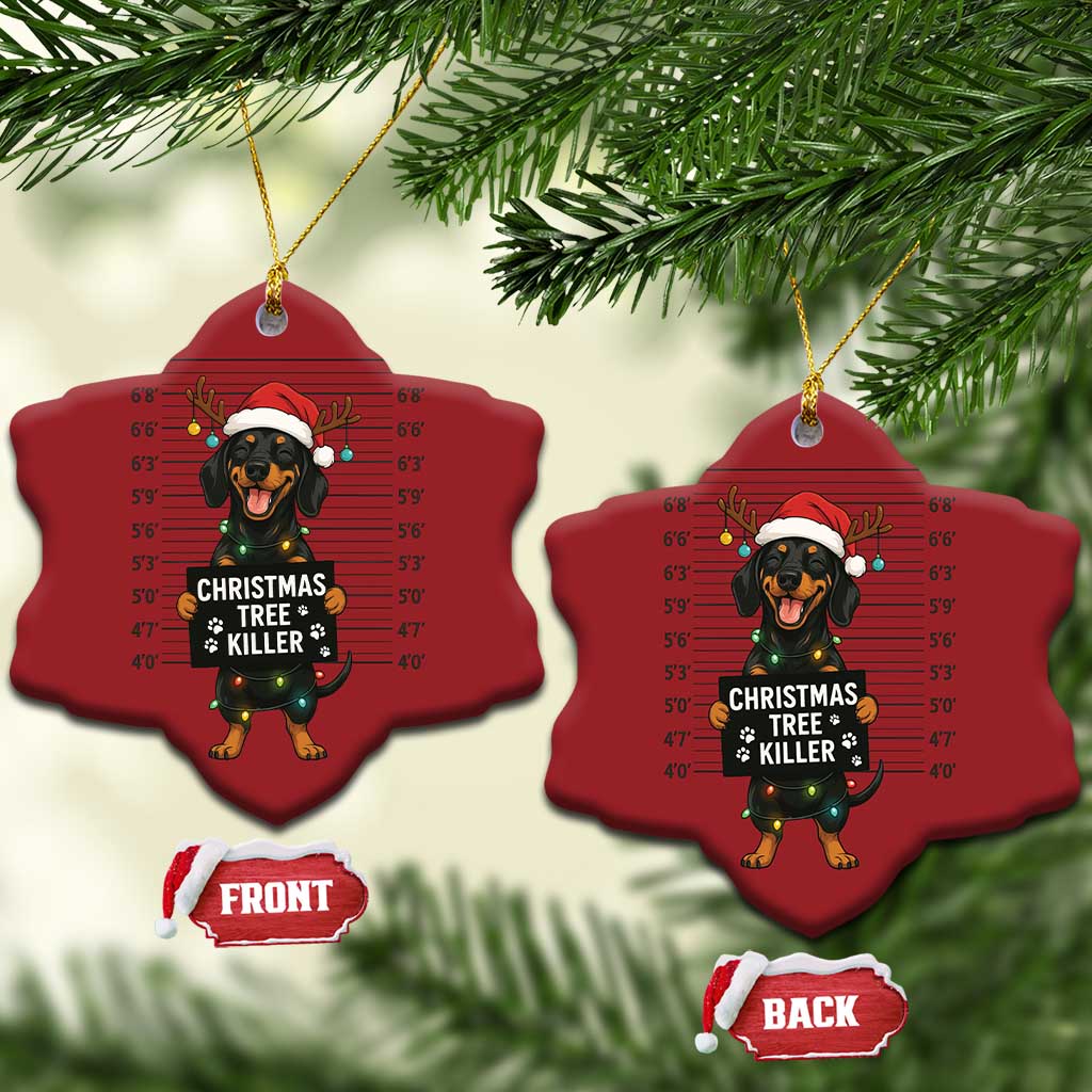 Xmas Dachshund Christmas Ornament Funny Xmas Tree Killer TS12 Snow Flake Red Print Your Wear