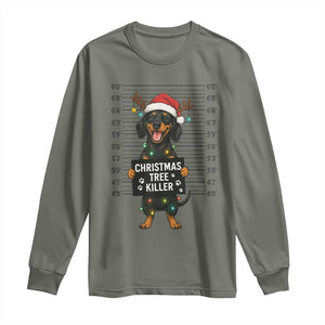 Christmas Dachshund Long Sleeve Shirt Funny Christmas Tree Killer TS12 Military Green Print Your Wear