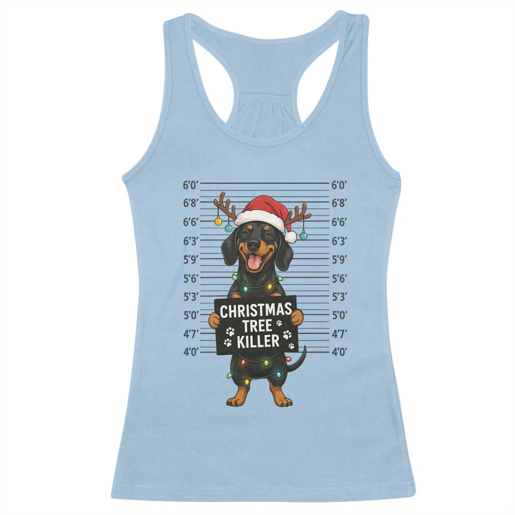 Christmas Dachshund Racerback Tank Top Funny Christmas Tree Killer TS12 Light Blue Print Your Wear