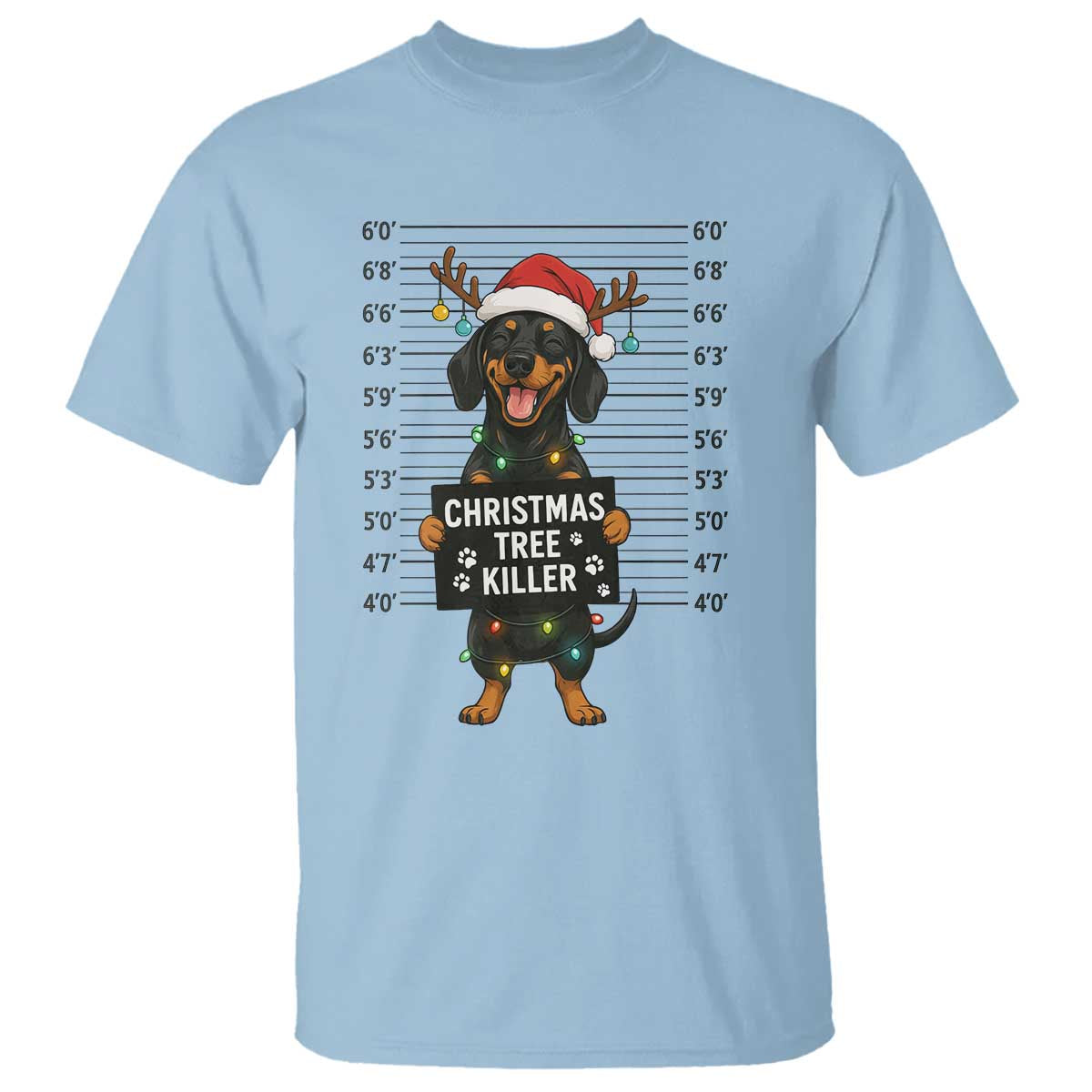 Christmas Dachshund T Shirt Funny Christmas Tree Killer TS12 Light Blue Print Your Wear