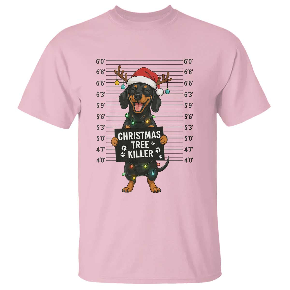 Christmas Dachshund T Shirt Funny Christmas Tree Killer TS12 Light Pink Print Your Wear