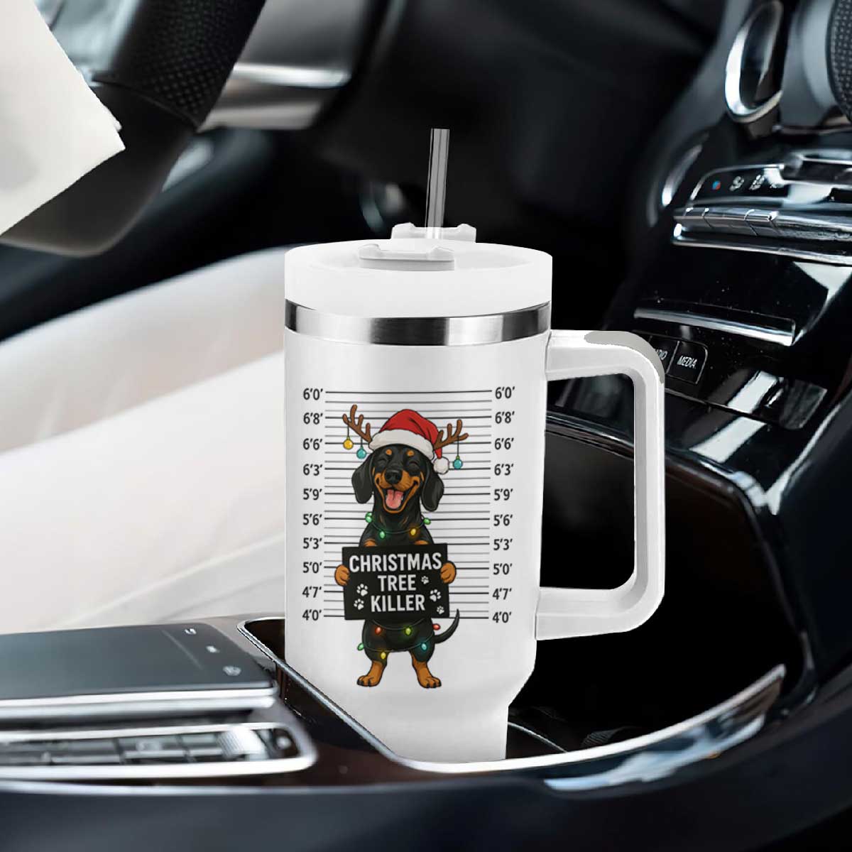 Christmas Dachshund Tumbler With Handle Funny Christmas Tree Killer TS12 Print Your Wear