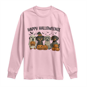 Funny Halloween Dachshund Long Sleeve Shirt Happy Halloweenie TS12 Light Pink Print Your Wear