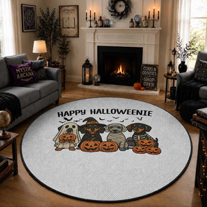 Funny Halloween Dachshund Round Rug Happy Halloweenie