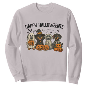 Funny Halloween Dachshund Sweatshirt Happy Halloweenie TS12 Ice Gray Print Your Wear