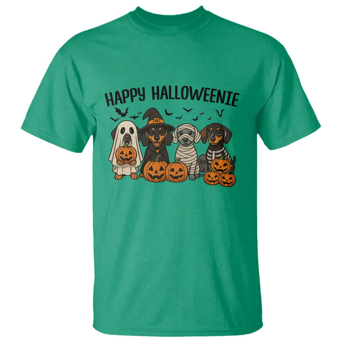 Funny Halloween Dachshund T Shirt Happy Halloweenie TS12 Irish Green Print Your Wear