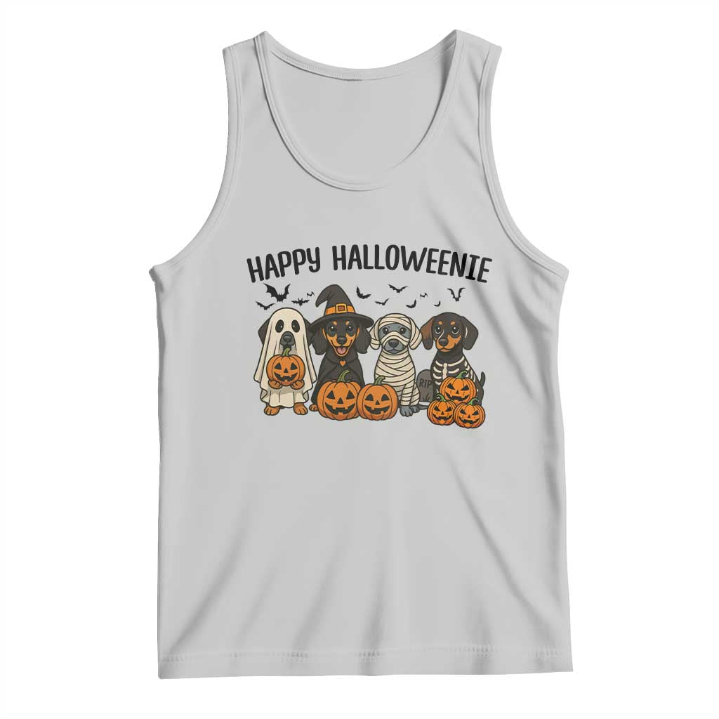 Funny Halloween Dachshund Tank Top Happy Halloweenie TS12 Ash Print Your Wear