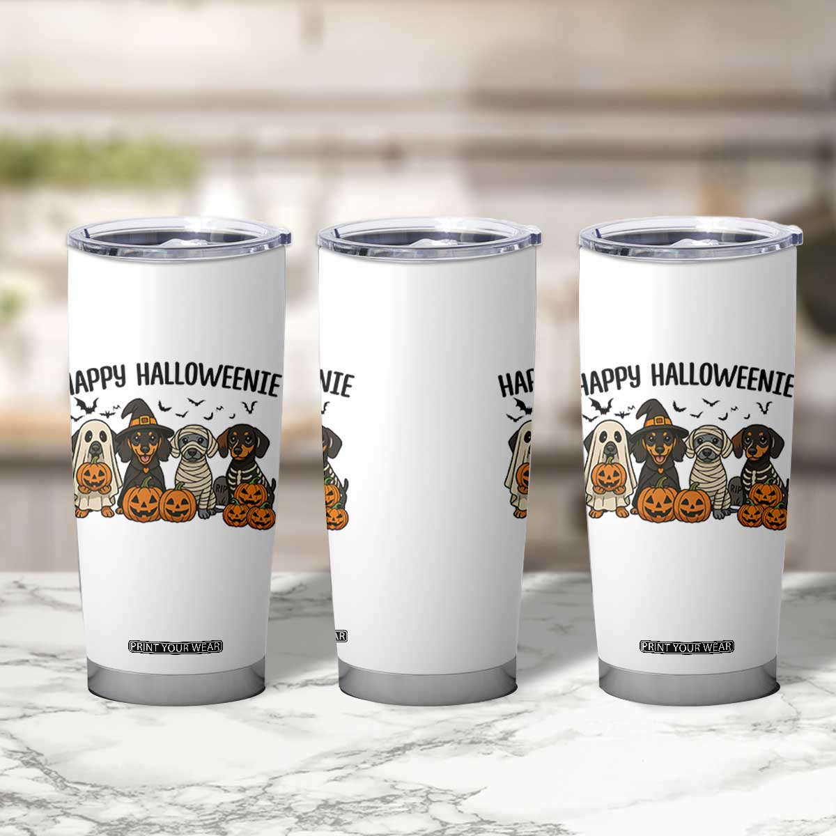 Funny Halloween Dachshund Tumbler Cup Happy Halloweenie TS12 Print Your Wear