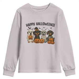 Funny Halloween Dachshund Youth Sweatshirt Happy Halloweenie TS12 Ice Gray Print Your Wear