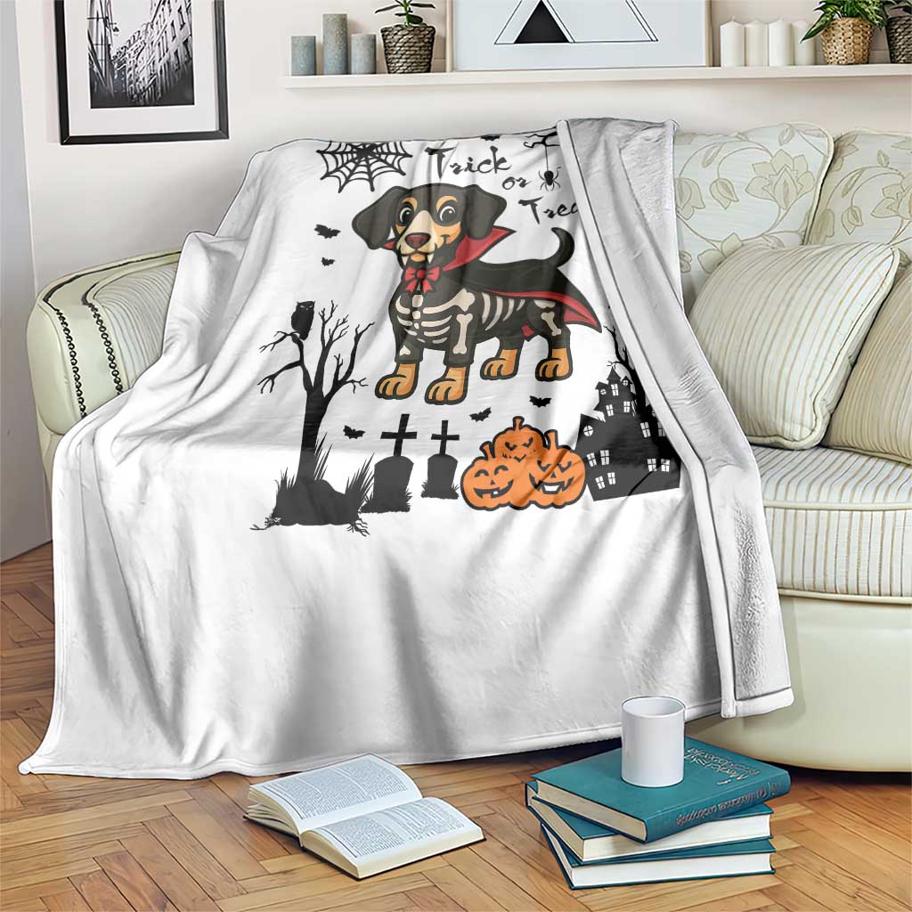 Funny Halloween Gift Throw Blanket Trick Or Treat With My Dachshund Dracula TS12 Print Your Wear