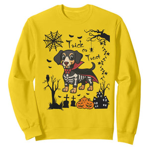 Funny Halloween Gift Sweatshirt Trick Or Treat With My Dachshund Dracula TS12 Daisy Print Your Wear